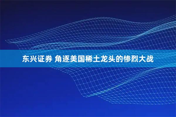 东兴证券 角逐美国稀土龙头的惨烈大战
